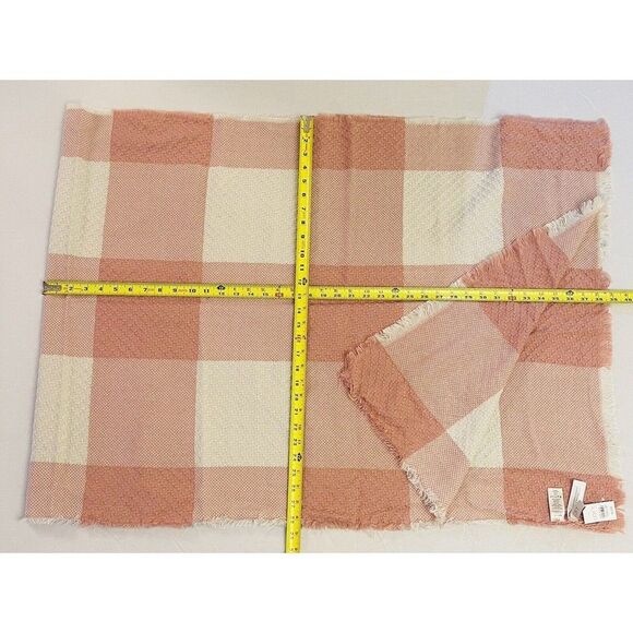 Ann Taylor Loft Scarf Women Large 76"X28" Pink Plaid Knitted Fringe Reverse NWT - Picture 4 of 8